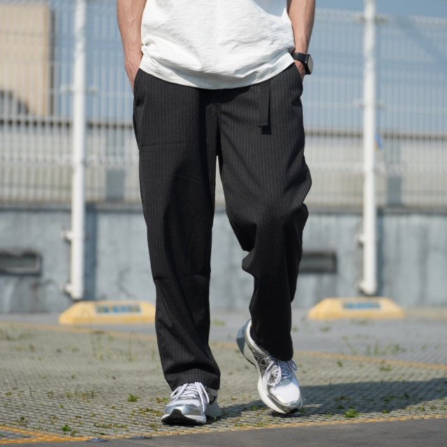 廓形條紋西裝休閒長褲