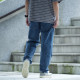 錐型重工洗水寬鬆直筒牛仔褲