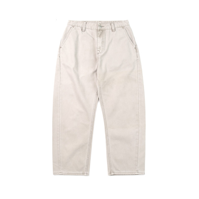 重磅水洗仿帆布弧形彎刀休閒褲