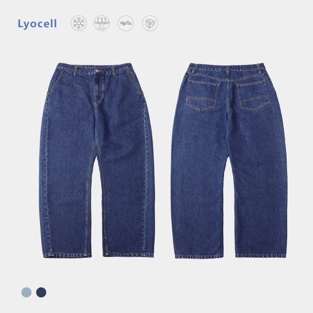 輕薄寬鬆萊賽爾微彎刀牛仔褲