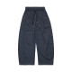復古格紋寬鬆闊腿暖絨休閒長褲