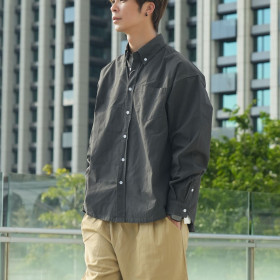 簡約廓形精梭純棉長袖襯衫