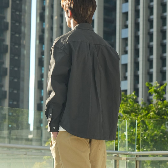 簡約廓形精梭純棉長袖襯衫