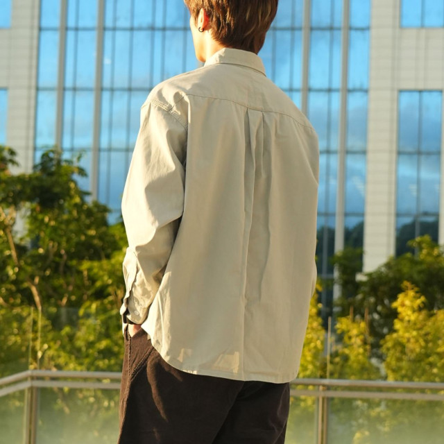 簡約廓形精梭純棉長袖襯衫