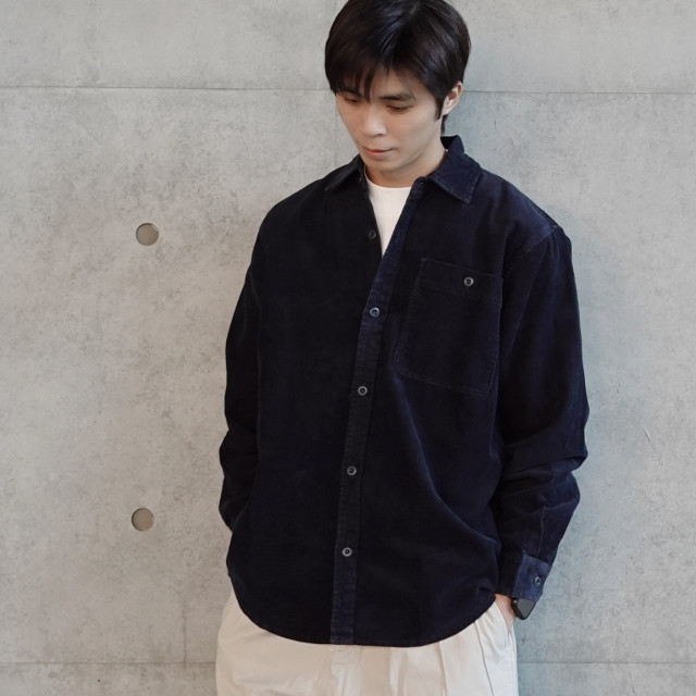 *復古重磅燈芯绒長袖襯衫