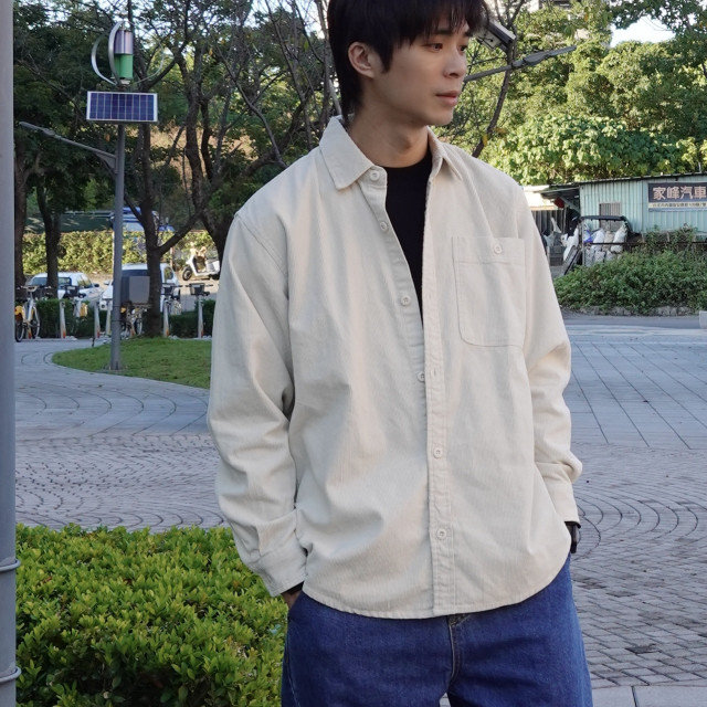 *復古重磅燈芯绒長袖襯衫