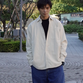 *復古重磅燈芯绒長袖襯衫