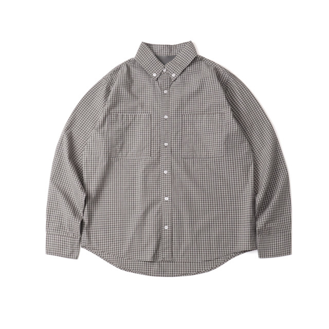 Miu系寬鬆廓形格紋長袖襯衫