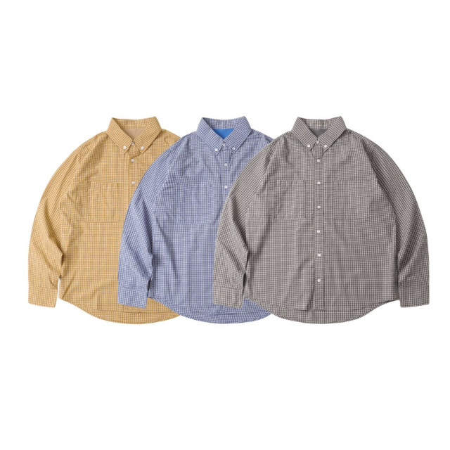 Miu系寬鬆廓形格紋長袖襯衫