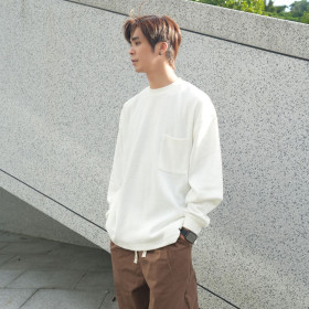 380克重磅華夫格口袋寬鬆長T