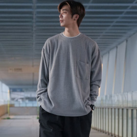 380克重磅華夫格口袋寬鬆長T