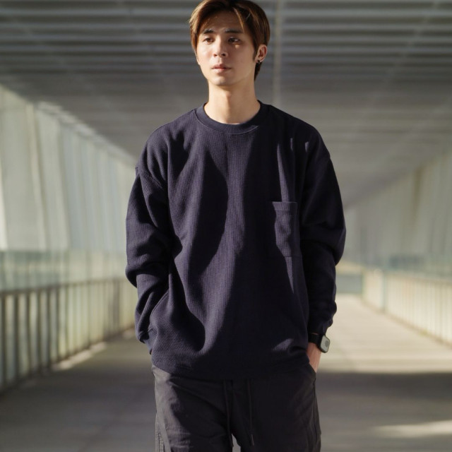 380克重磅華夫格口袋寬鬆長T