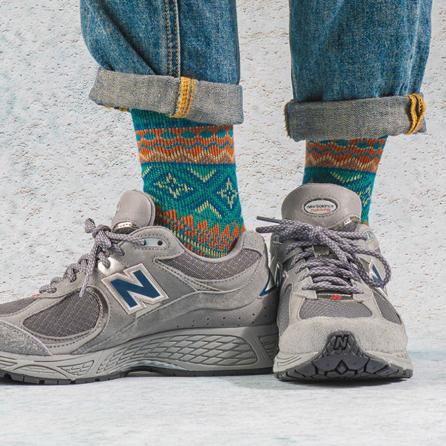 復古民族風精梳棉中高筒襪