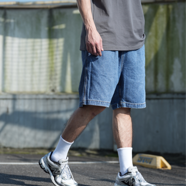 雪花水洗做舊牛仔短褲