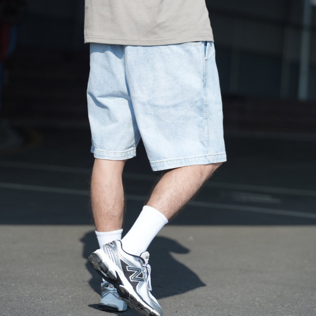 雪花水洗做舊牛仔短褲