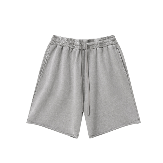復古水洗散邊休閒短褲