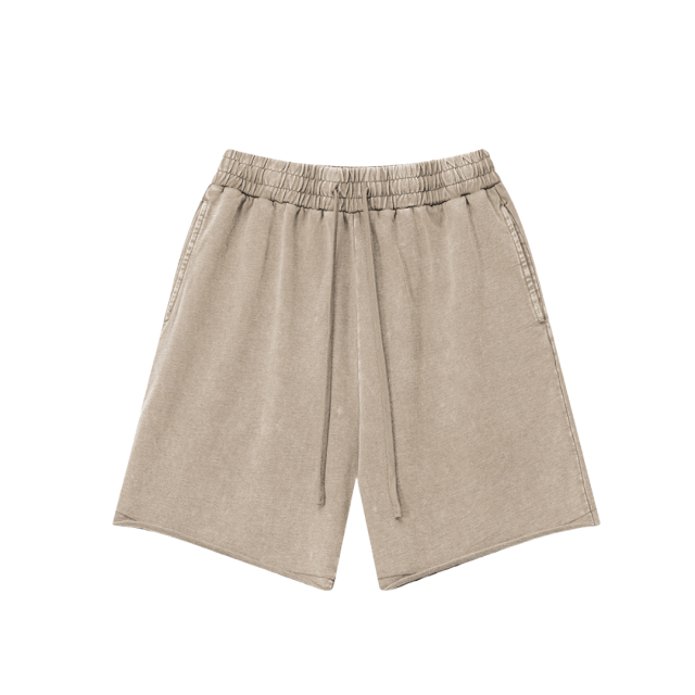 復古水洗散邊休閒短褲