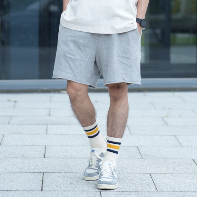 復古水洗散邊休閒短褲