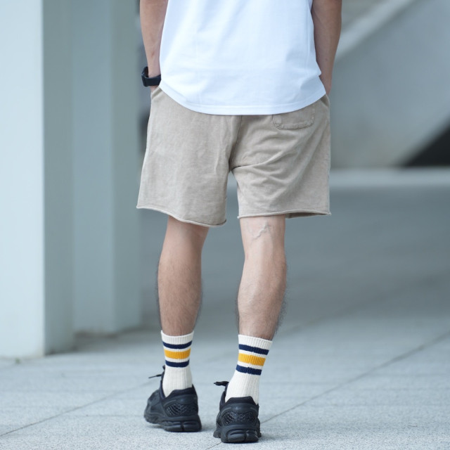 復古水洗散邊休閒短褲