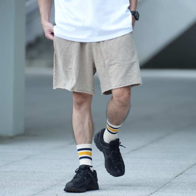 復古水洗散邊休閒短褲