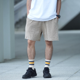 復古水洗散邊休閒短褲