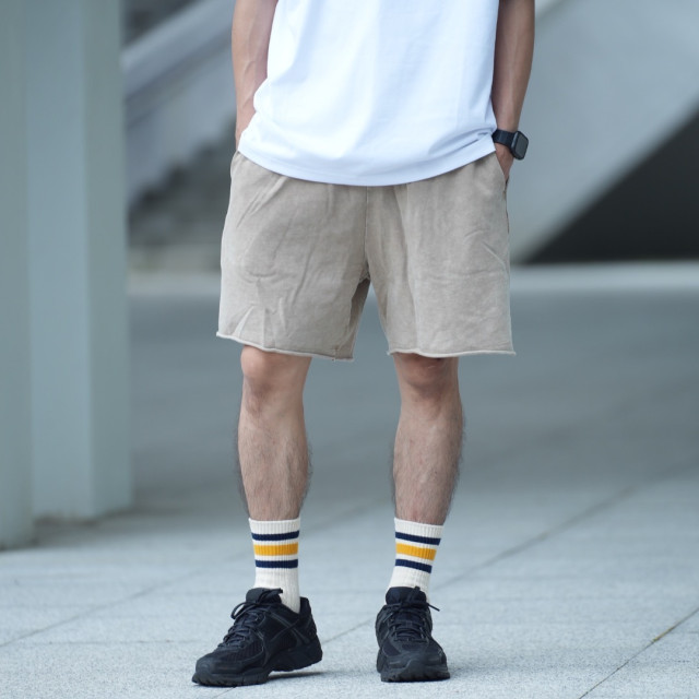 復古水洗散邊休閒短褲