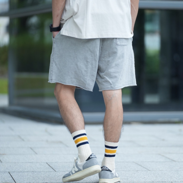 復古水洗散邊休閒短褲