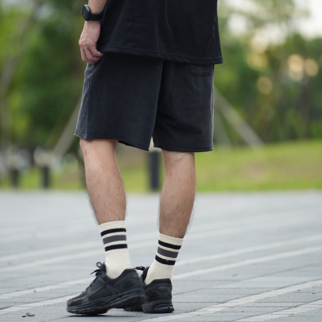 復古水洗散邊休閒短褲