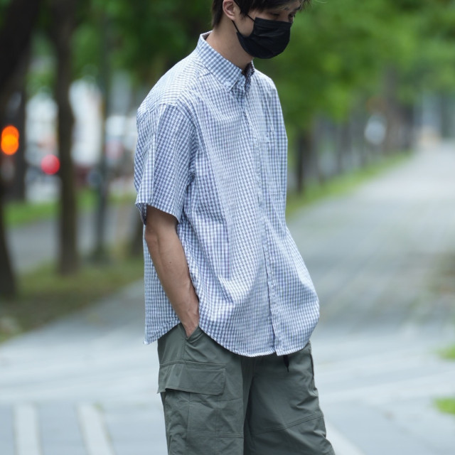 日系寬鬆小格紋短袖襯杉