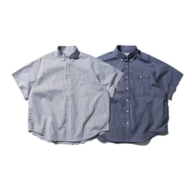 日系寬鬆小格紋短袖襯杉