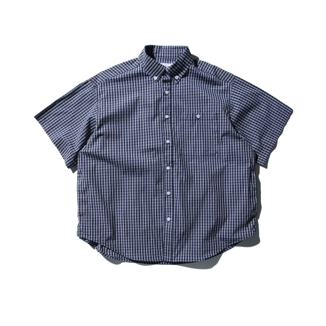 日系寬鬆小格紋短袖襯杉