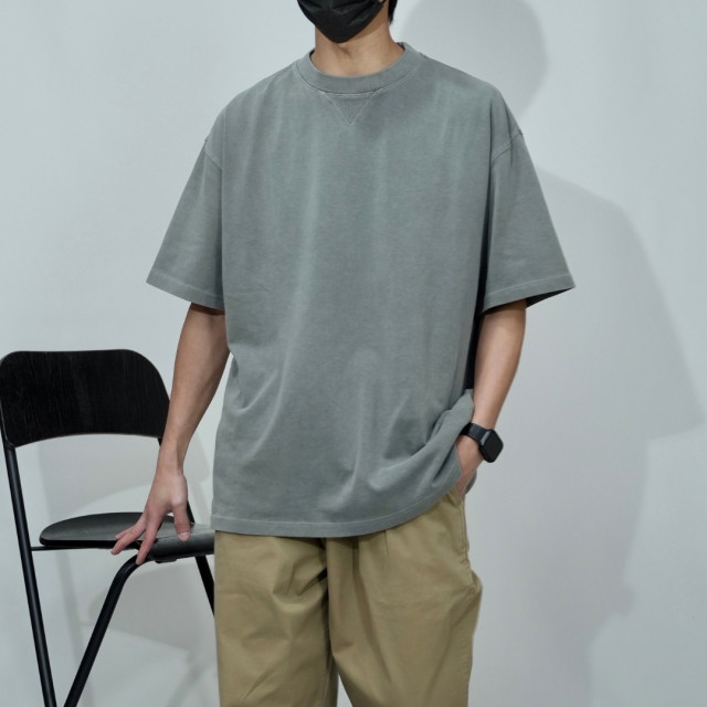 320克重磅水洗三角螺紋短T