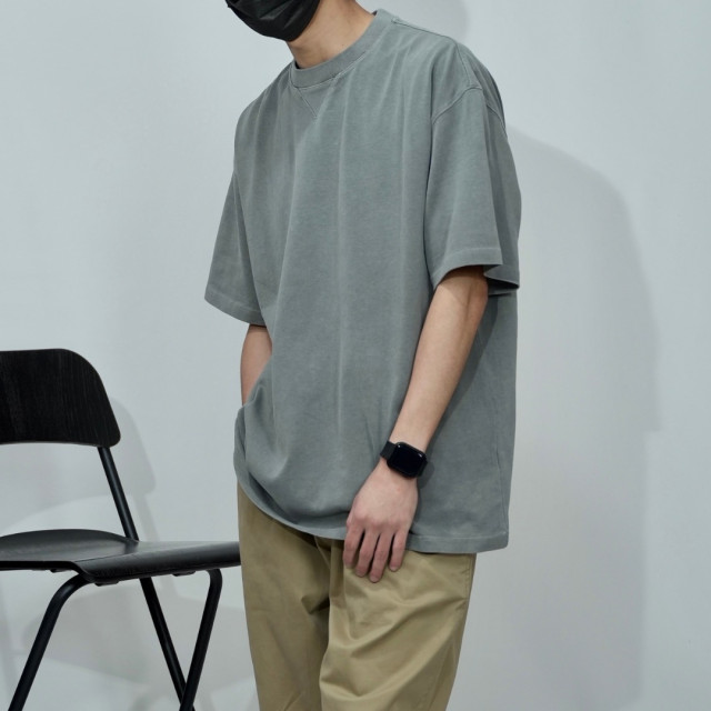 320克重磅水洗三角螺紋短T