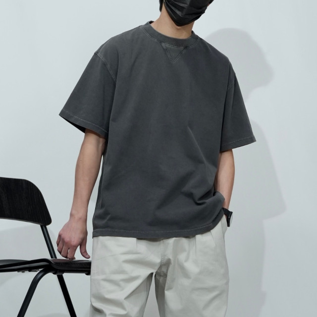 320克重磅水洗三角螺紋短T