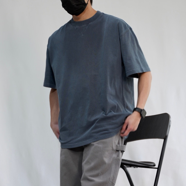 320克重磅水洗三角螺紋短T