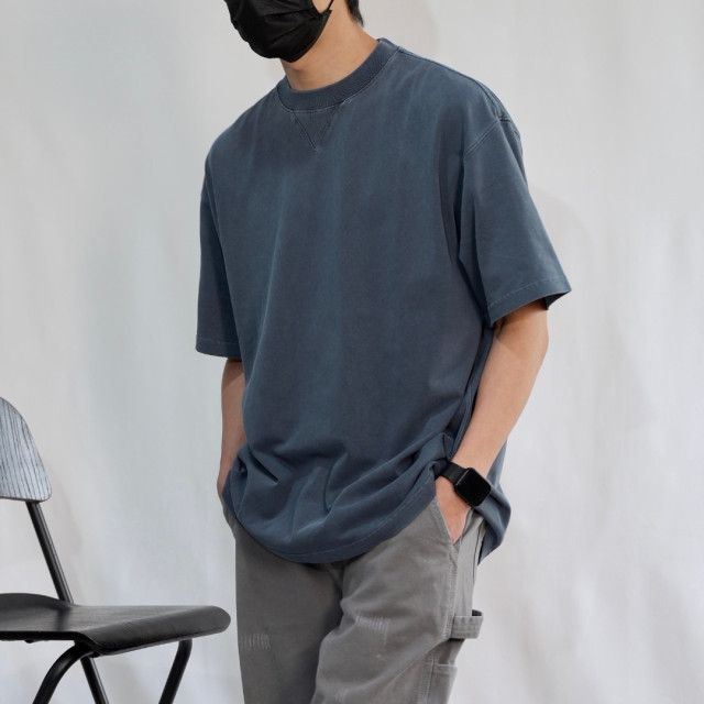 320克重磅水洗三角螺紋短T