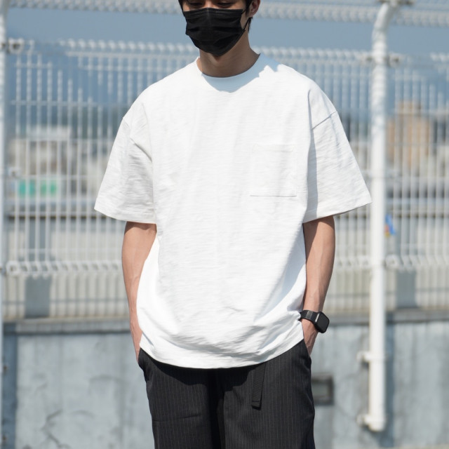 320克重磅竹節棉口袋短T