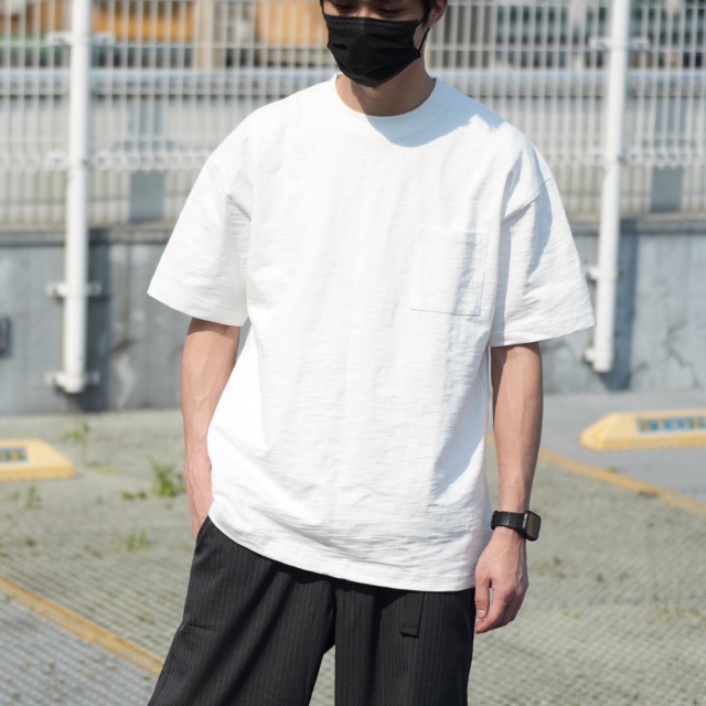 320克重磅竹節棉口袋短T