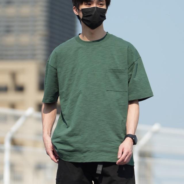 320克重磅竹節棉口袋短T