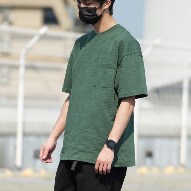 320克重磅竹節棉口袋短T