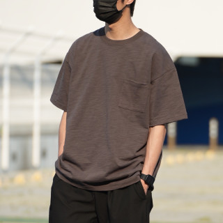 320克重磅竹節棉口袋短T