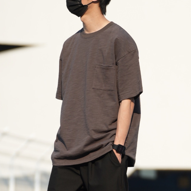 320克重磅竹節棉口袋短T