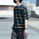 300克重磅拼色條紋短T