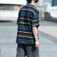 300克重磅拼色條紋短T