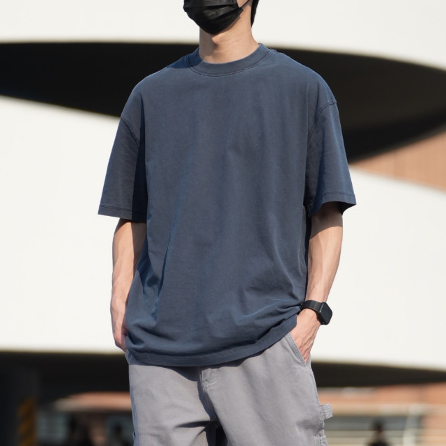 270克重磅臘染水洗短T