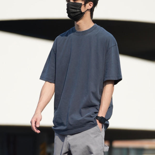 270克重磅臘染水洗短T