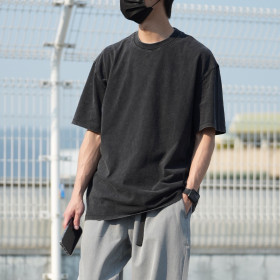 270克重磅臘染水洗短T