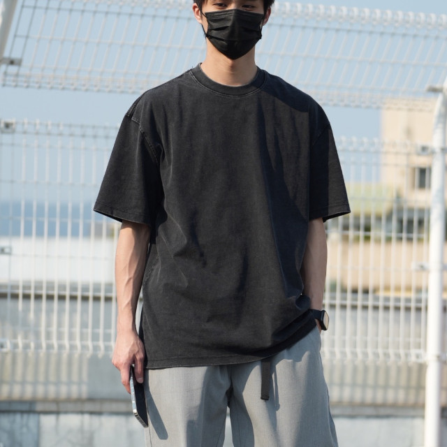 270克重磅臘染水洗短T