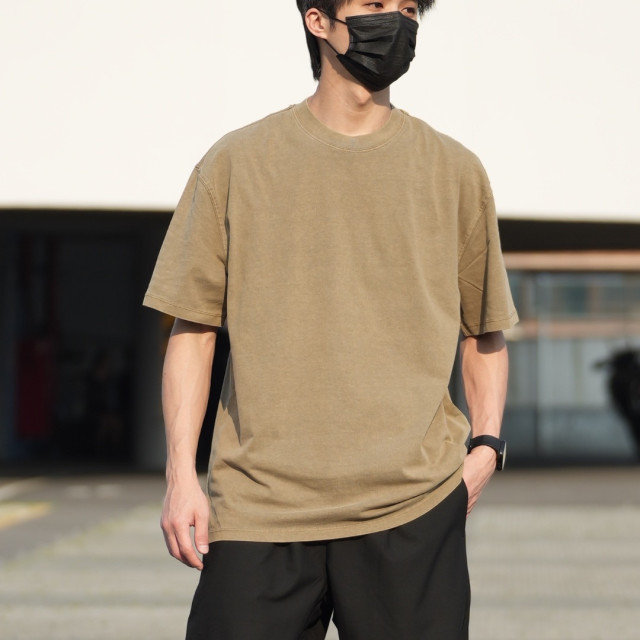 270克重磅臘染水洗短T