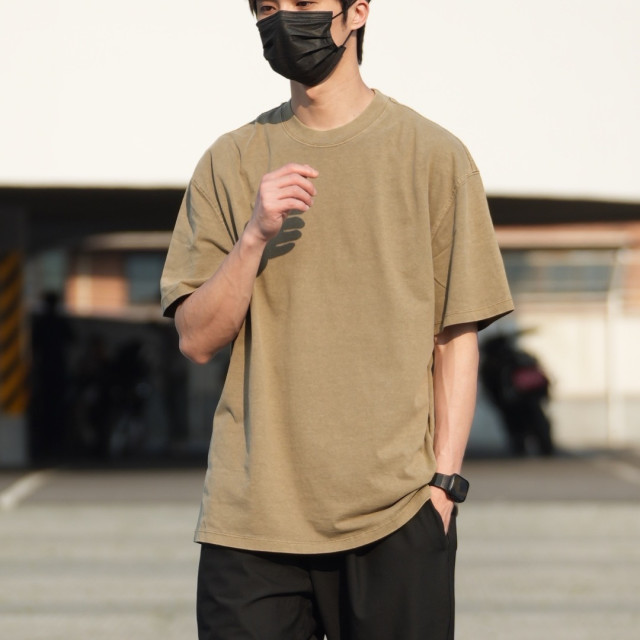 270克重磅臘染水洗短T